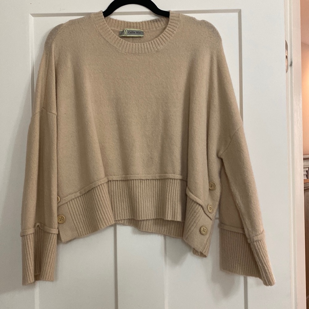 Cream sweater with button detail